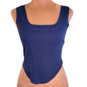 Cotton Citizen Ribbed Tank Top Women's Navy Supima Cotton Made in USA NWOT Crop
